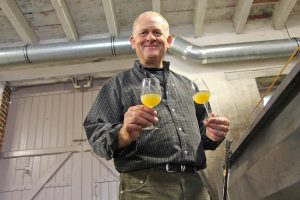 Patrick Baudouin sampling his Chenin blanc