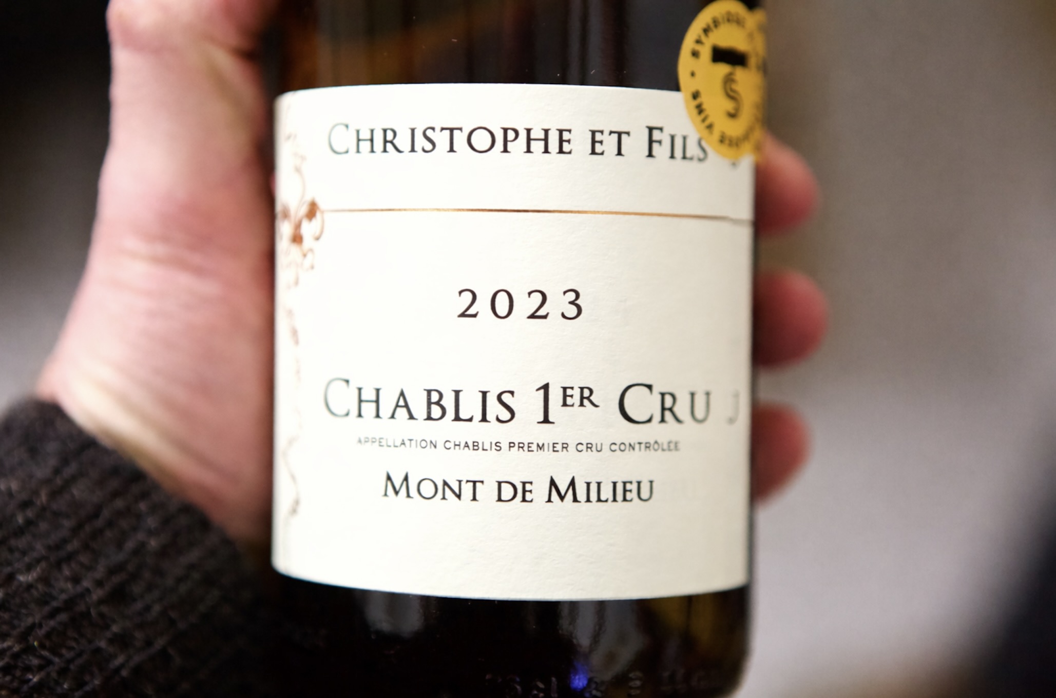 Chablis wine bottle, 2023 vintage.