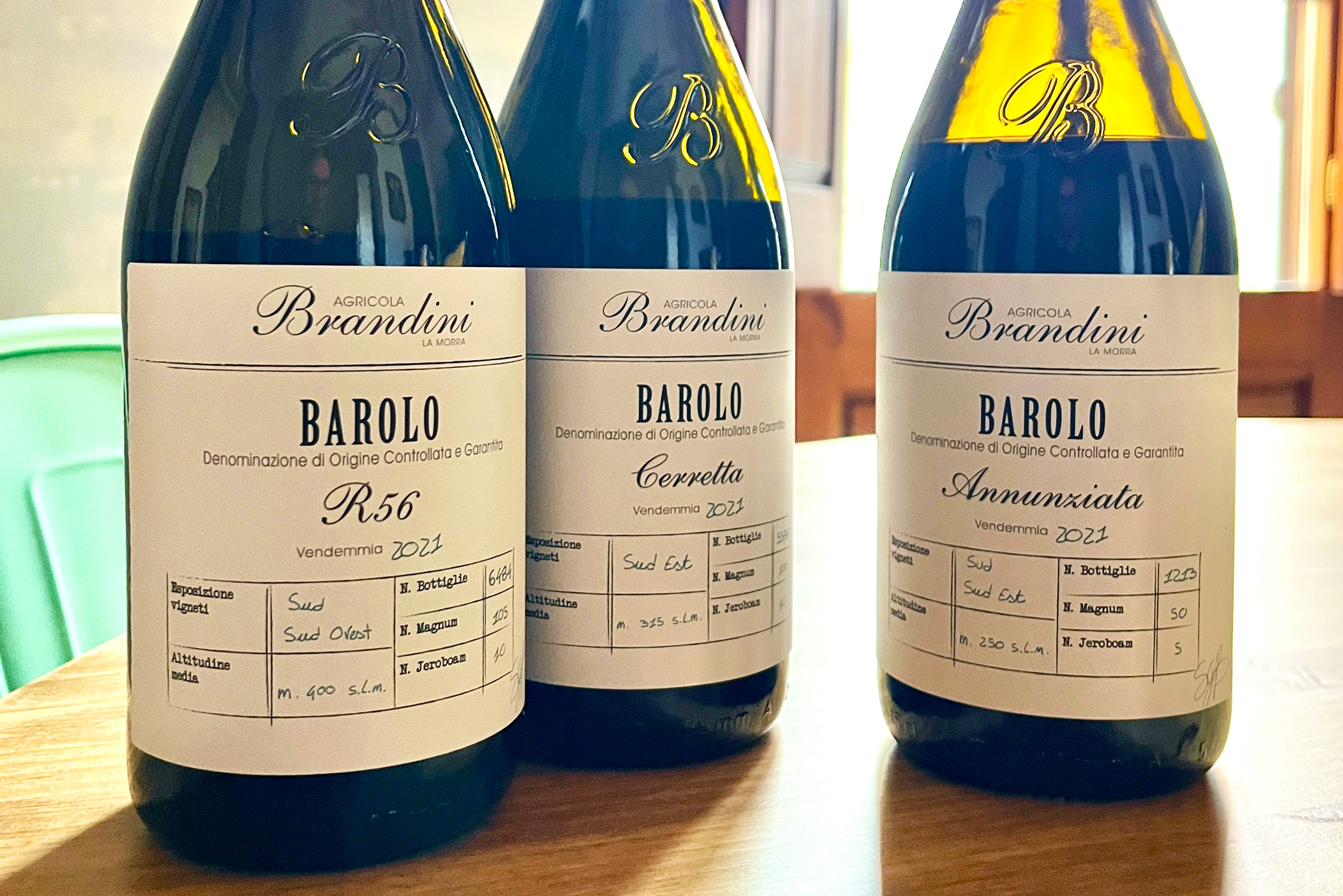 Brandini 2021 Barolo bottles