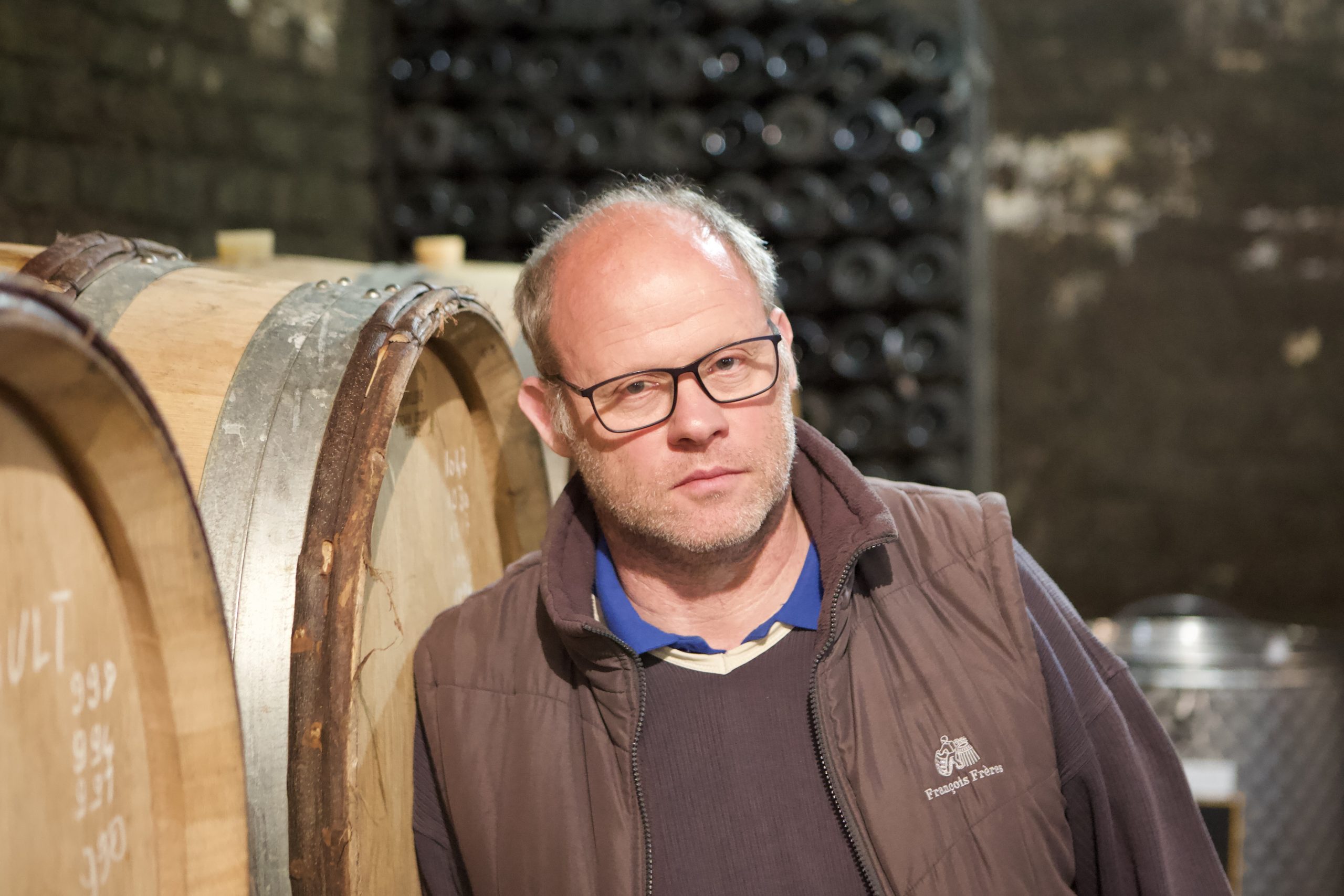 Rodolphe Demougeot in his cellar, Burgundy