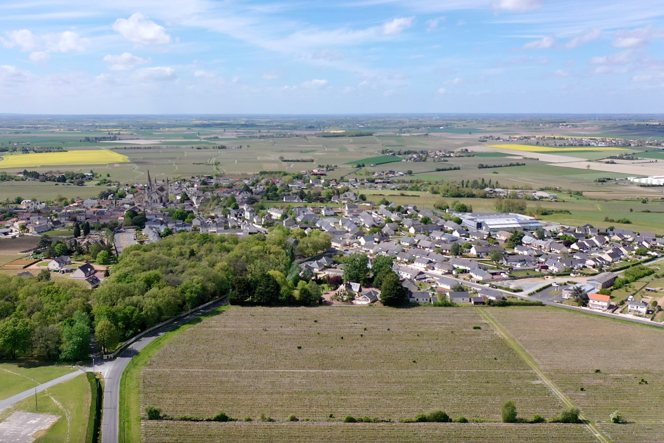 Aerial view of Le Puy-Notre-Dame, Saumur, Loire Valley