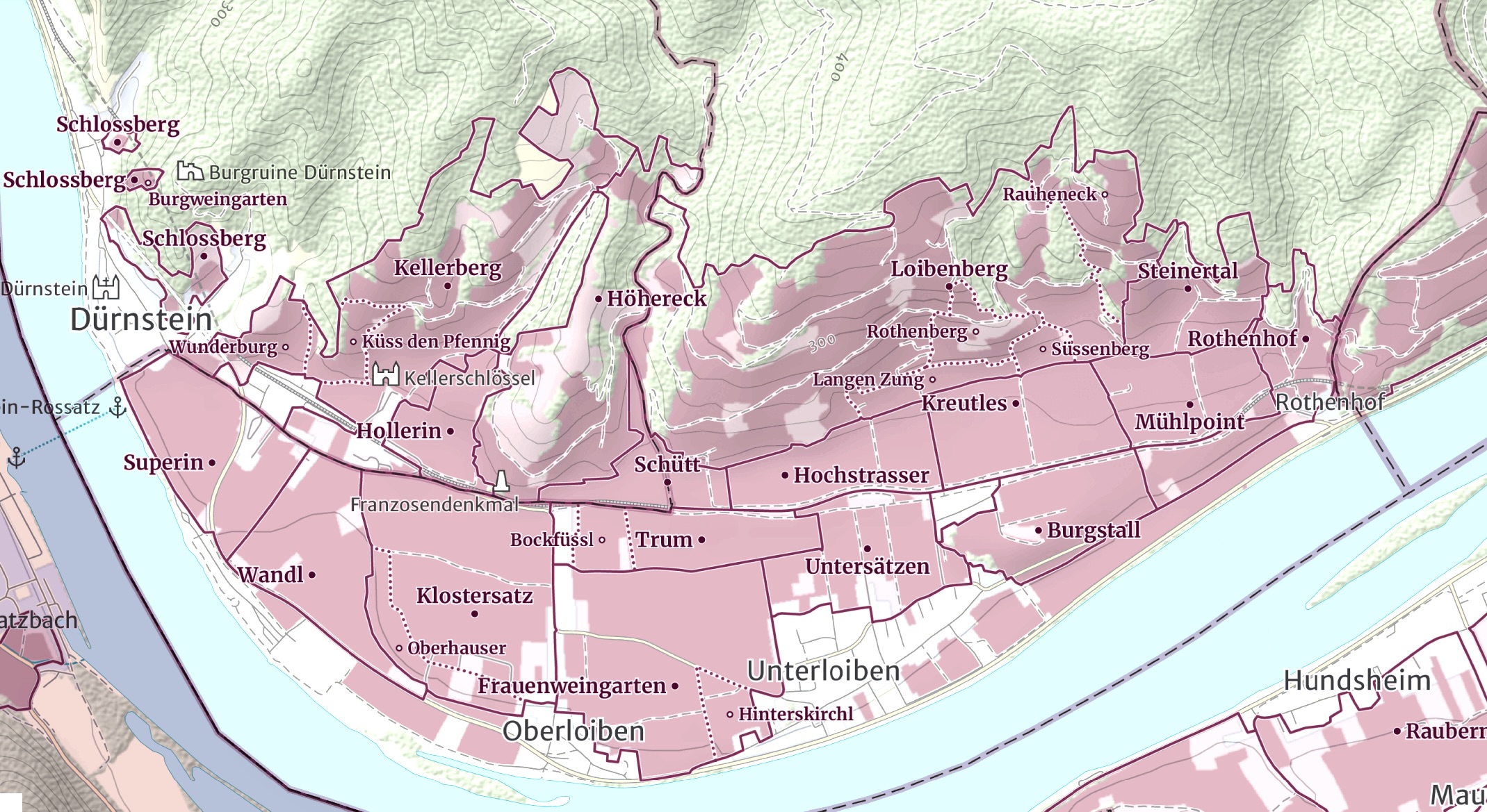 Map of the Wachau wine region