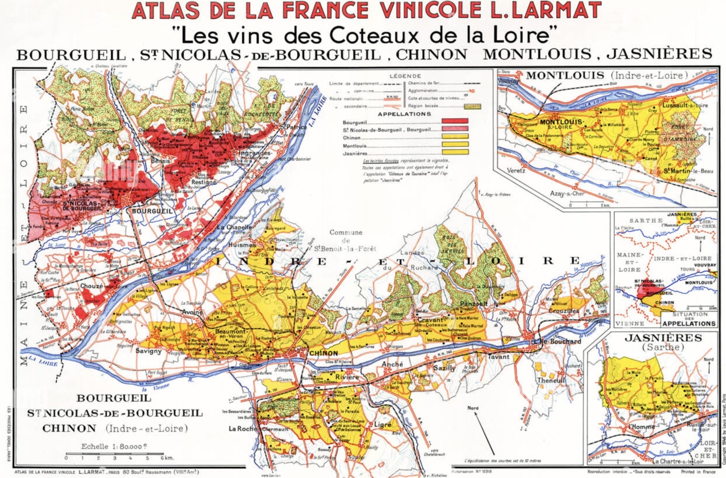 Map of Bourgueil, Saint-Nicolas-de-Bourgueil and Chinon, Loire Valley