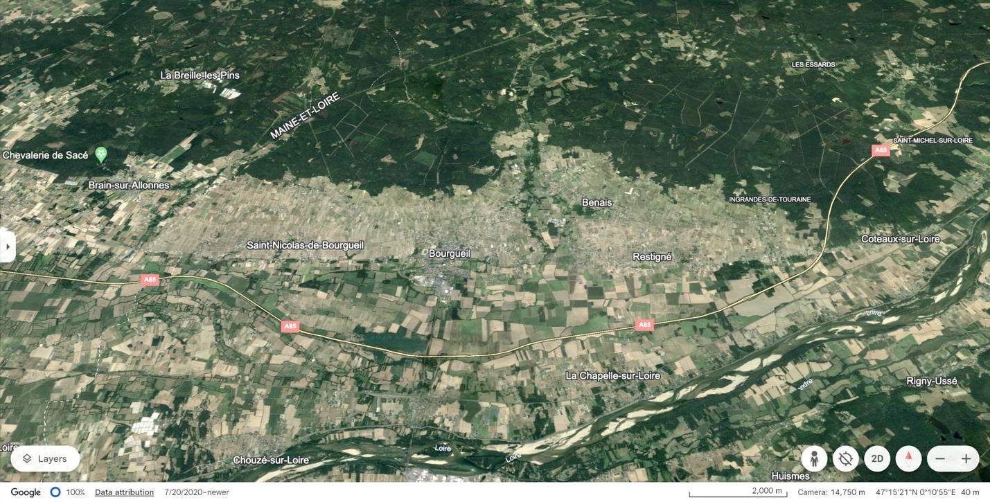 The Bourgueil and Saint-Nicolas-de-Bourgueil slope from above