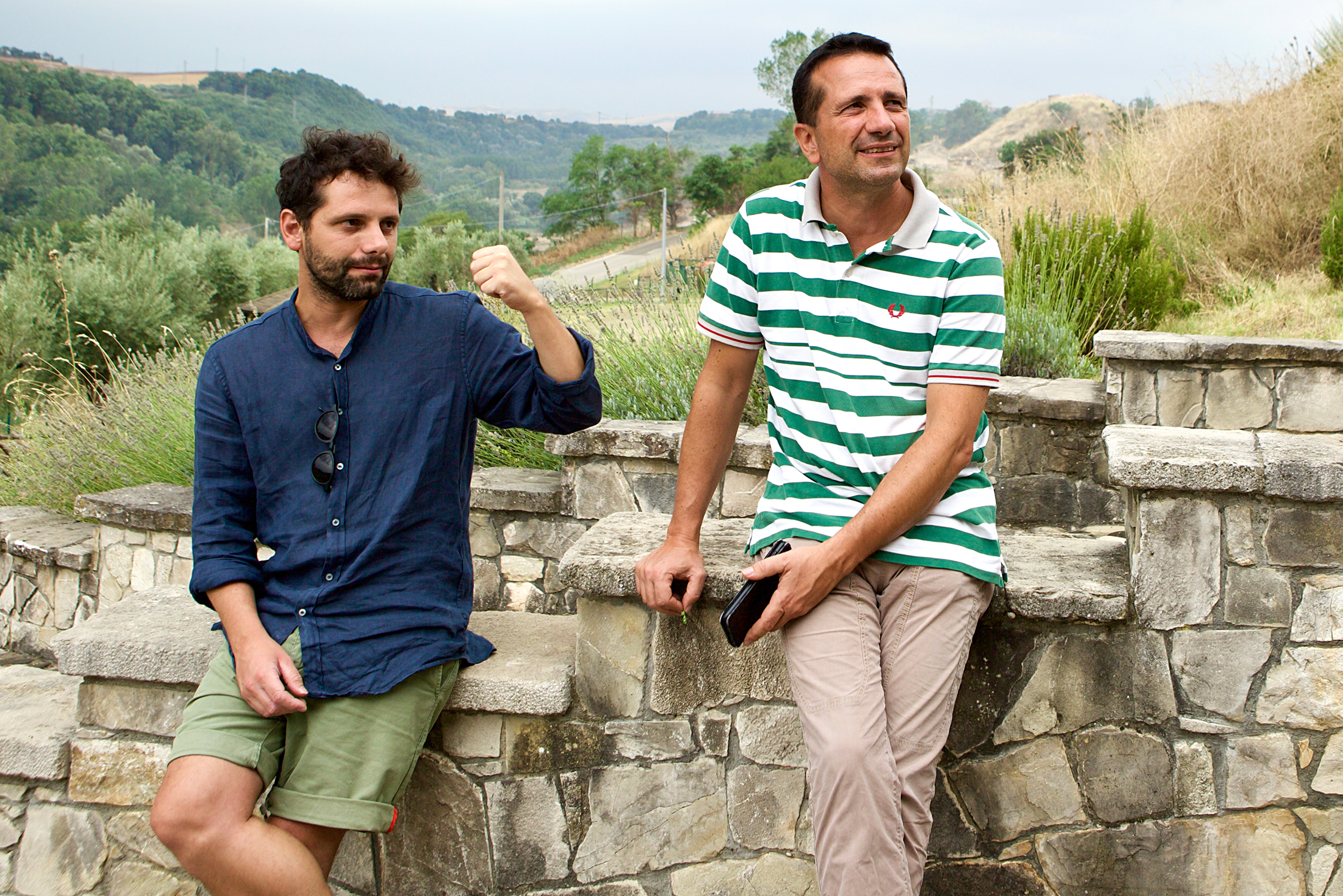 Paolo and Michele Latoracca outside the Jewish Catacombs of Venosa